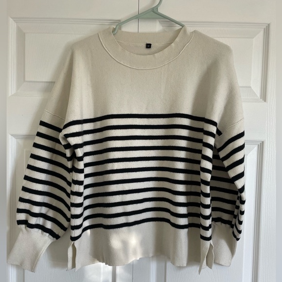 Sweaters - Striped Black and White Sweater